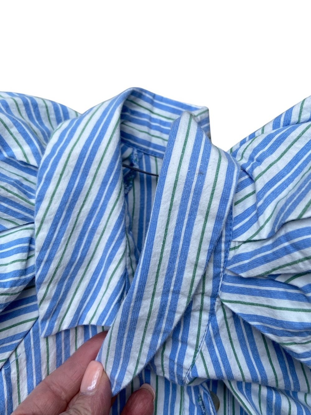 Anthropologie Blue and White Striped Puff-Sleeve Mini Dress - Picture 5 of 5